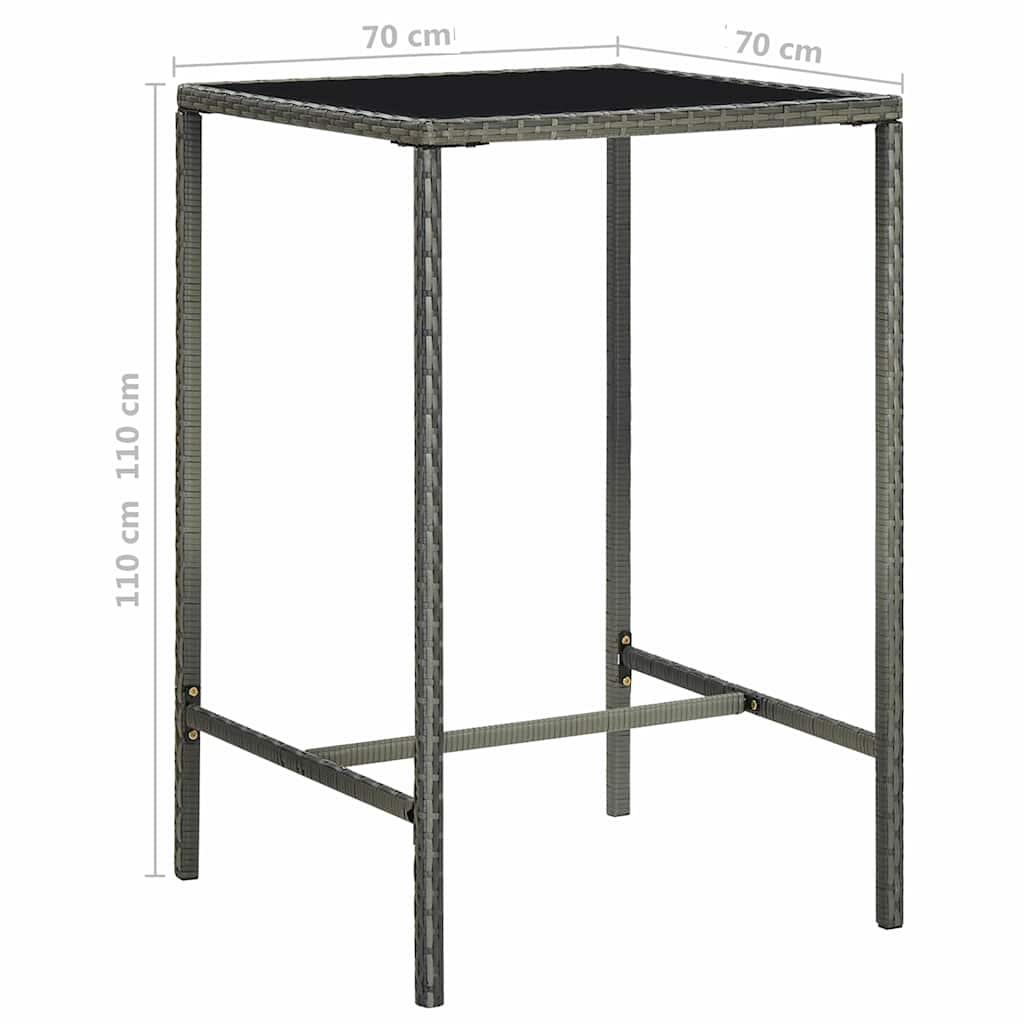 vidaXL 3-delige Tuinbarset met kussens poly rattan zwart