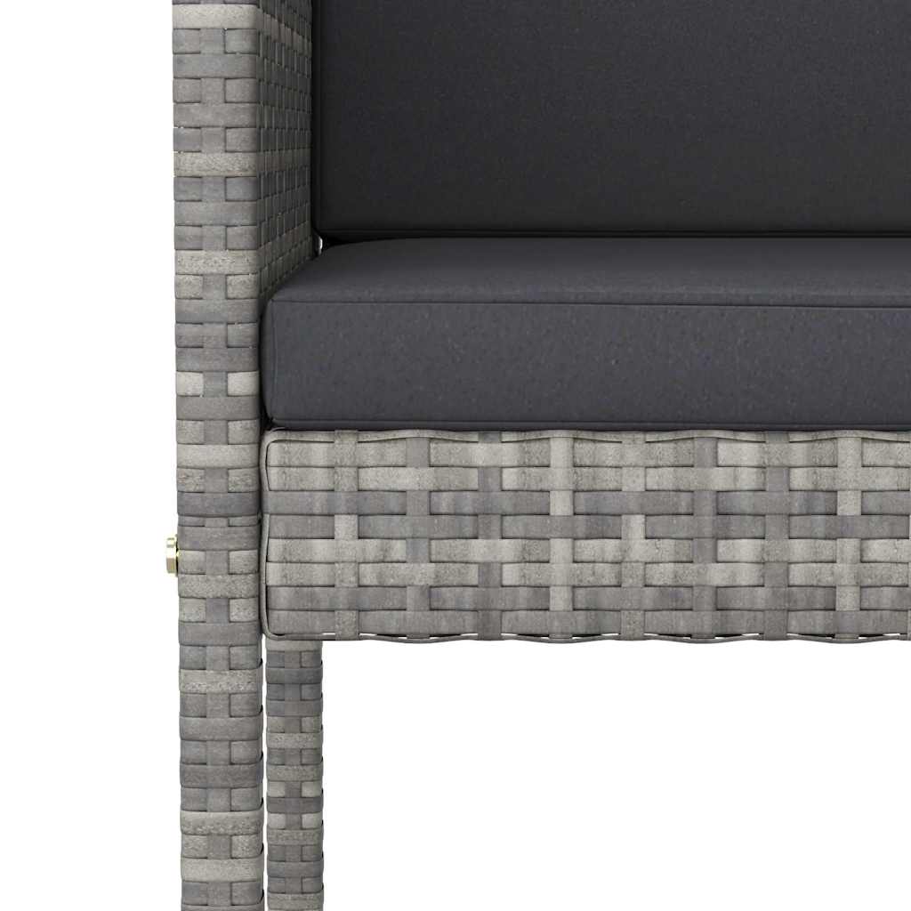 vidaXL 3-delige Tuinbarset met kussens poly rattan zwart