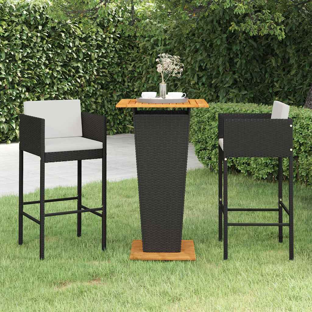 vidaXL 5-delige Tuinbarset met kussens poly rattan grijs