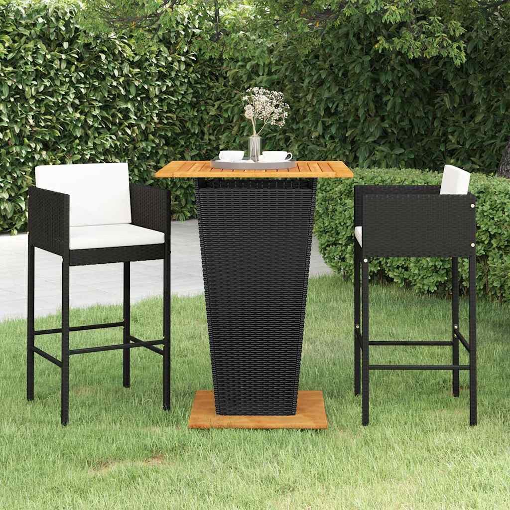 vidaXL 5-delige Tuinbarset met kussens poly rattan grijs