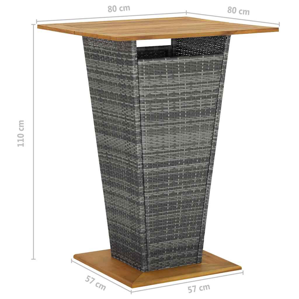 vidaXL 5-delige Tuinbarset met kussens poly rattan grijs