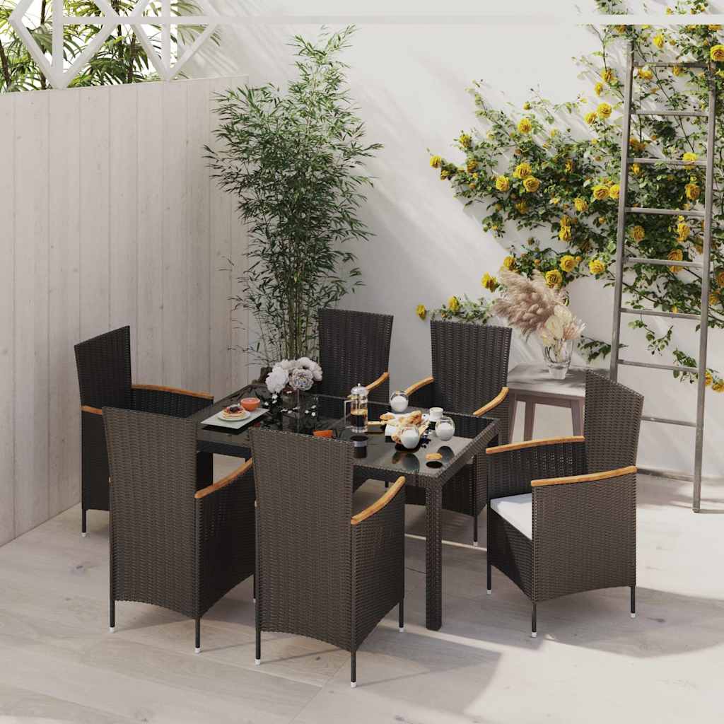 vidaXL 9-delige Tuinset met kussens poly rattan grijs