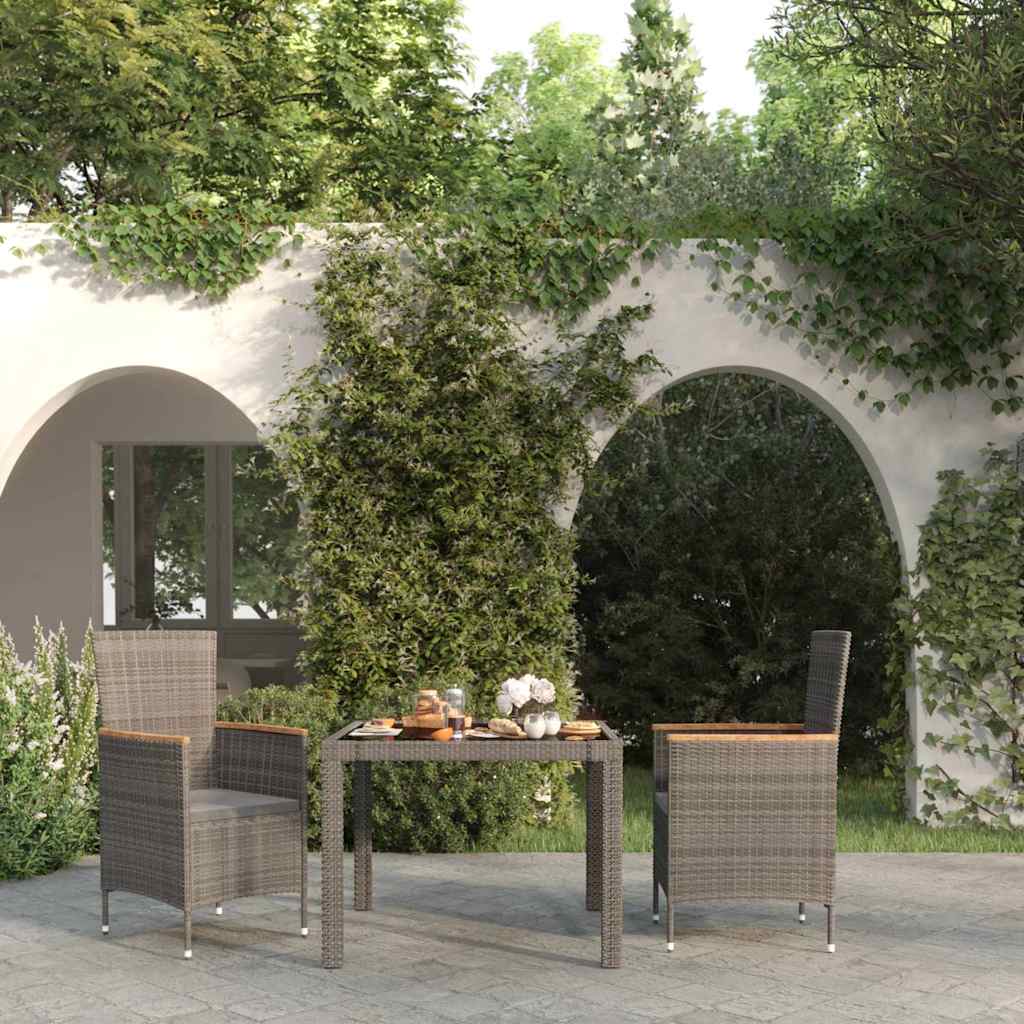 vidaXL 9-delige Tuinset met kussens poly rattan grijs