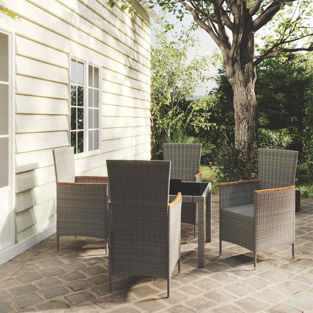 vidaXL 9-delige Tuinset met kussens poly rattan grijs