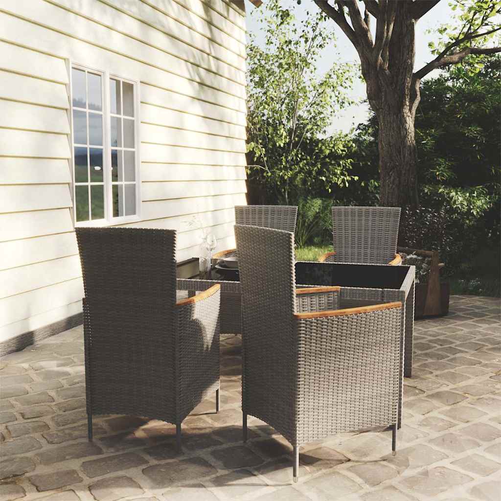 vidaXL 9-delige Tuinset met kussens poly rattan grijs