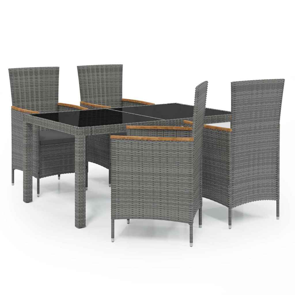 vidaXL 9-delige Tuinset met kussens poly rattan grijs