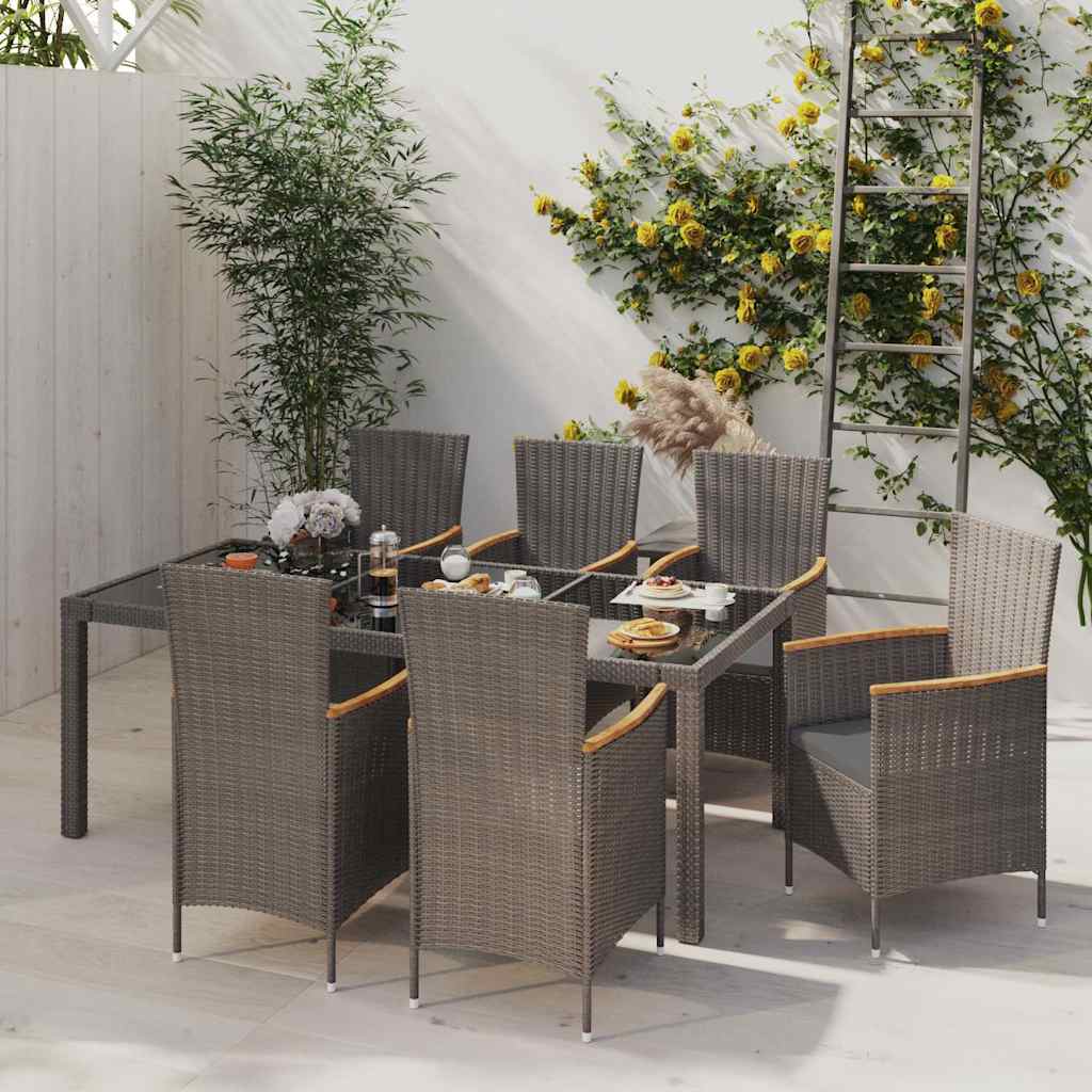 vidaXL 9-delige Tuinset met kussens poly rattan grijs