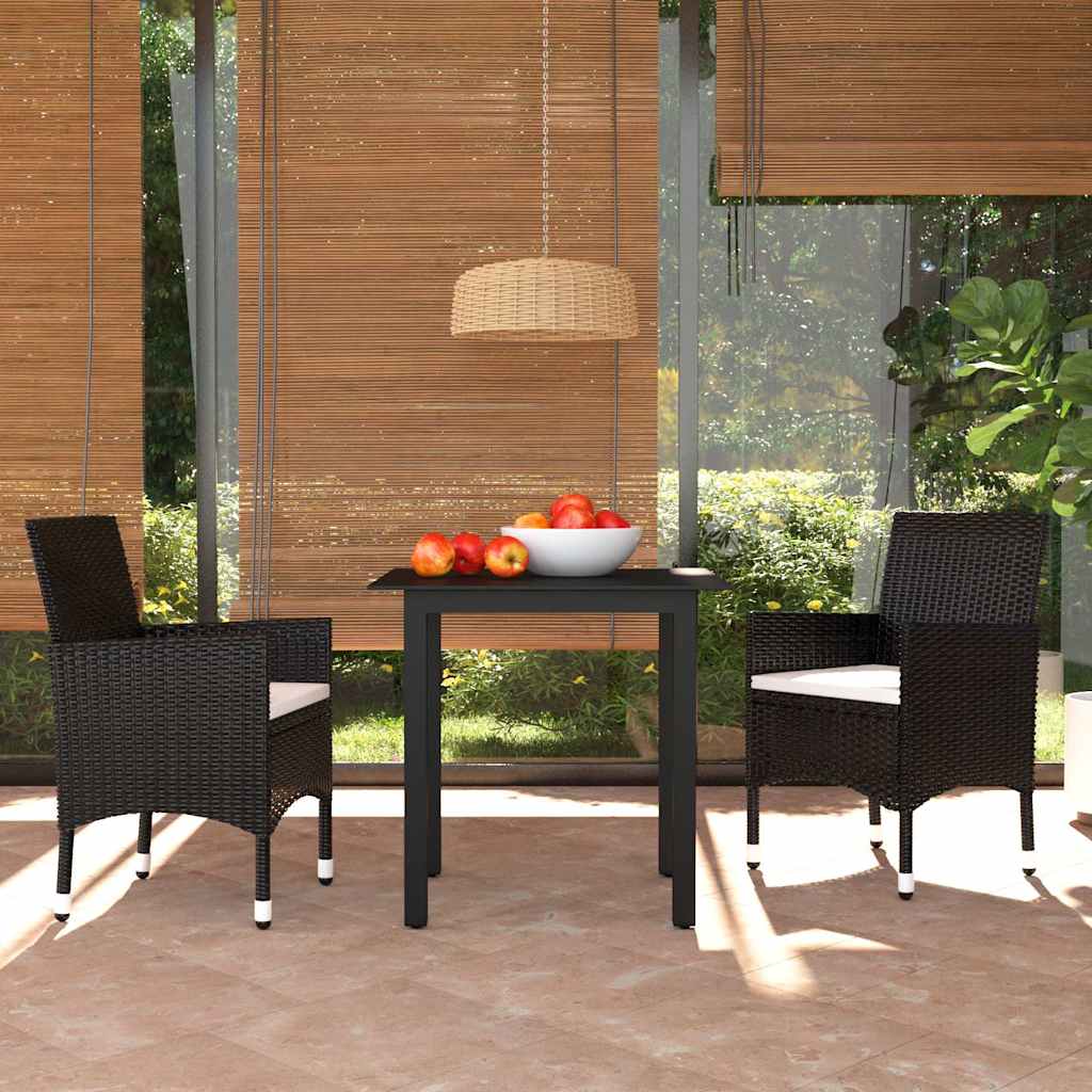 vidaXL 5-delige Tuinset met kussens poly rattan zwart