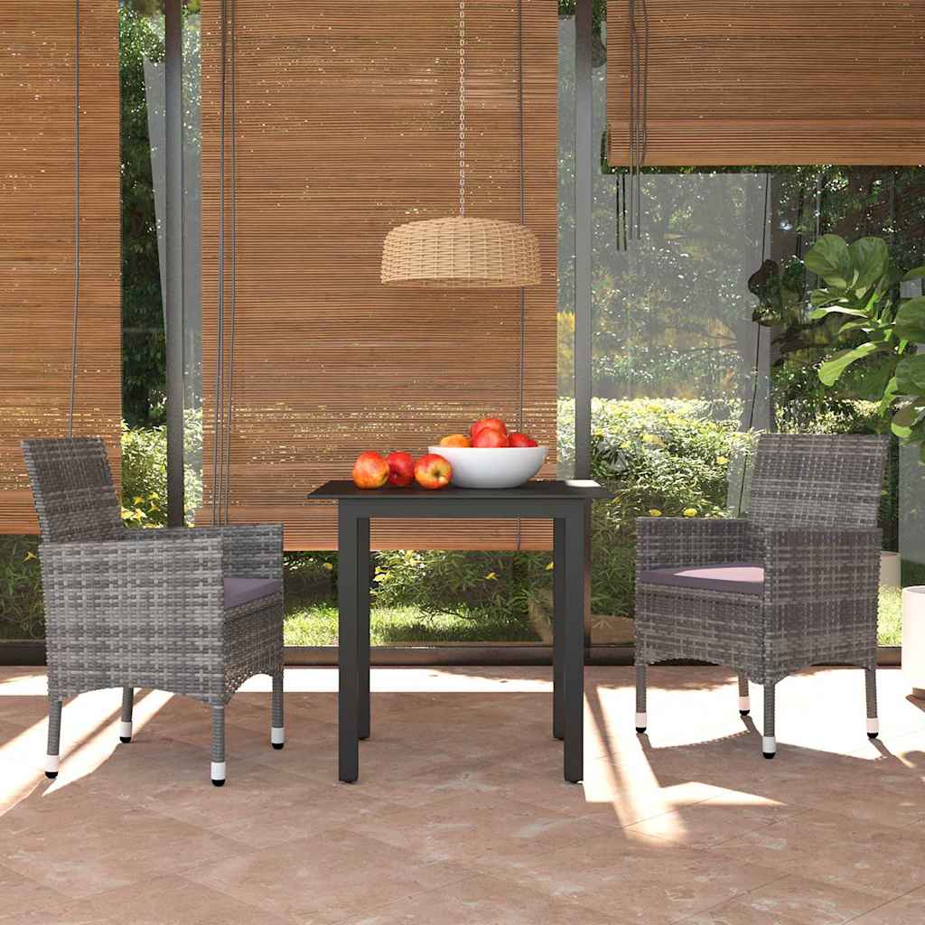 vidaXL 5-delige Tuinset met kussens poly rattan zwart