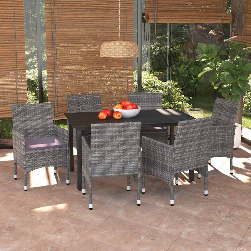 vidaXL 5-delige Tuinset met kussens poly rattan zwart
