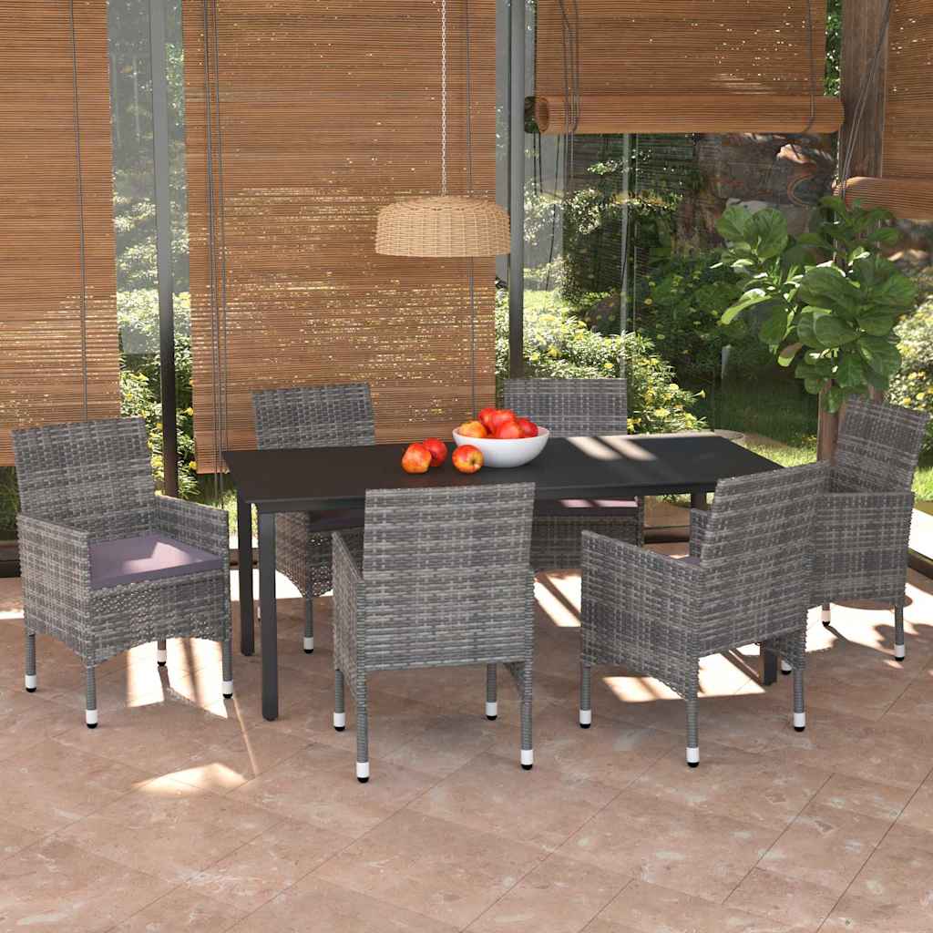 vidaXL 5-delige Tuinset met kussens poly rattan zwart