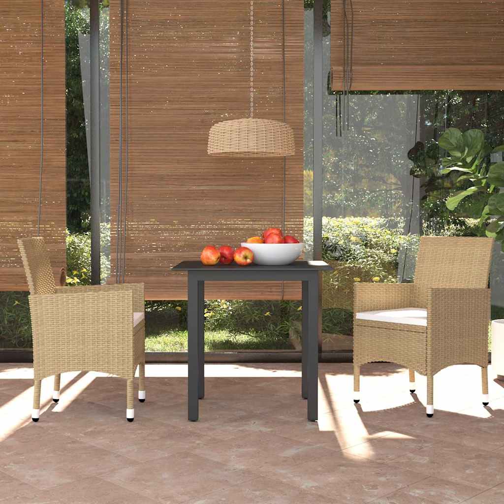 vidaXL 5-delige Tuinset met kussens poly rattan zwart