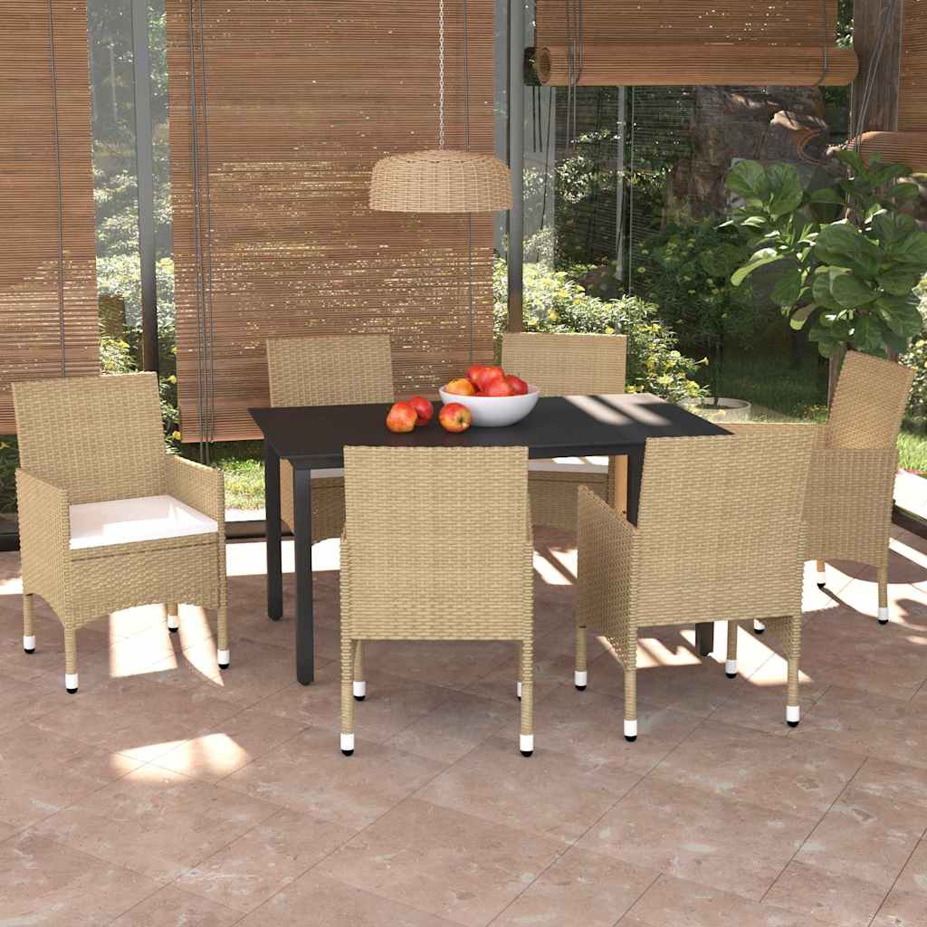 vidaXL 5-delige Tuinset met kussens poly rattan zwart
