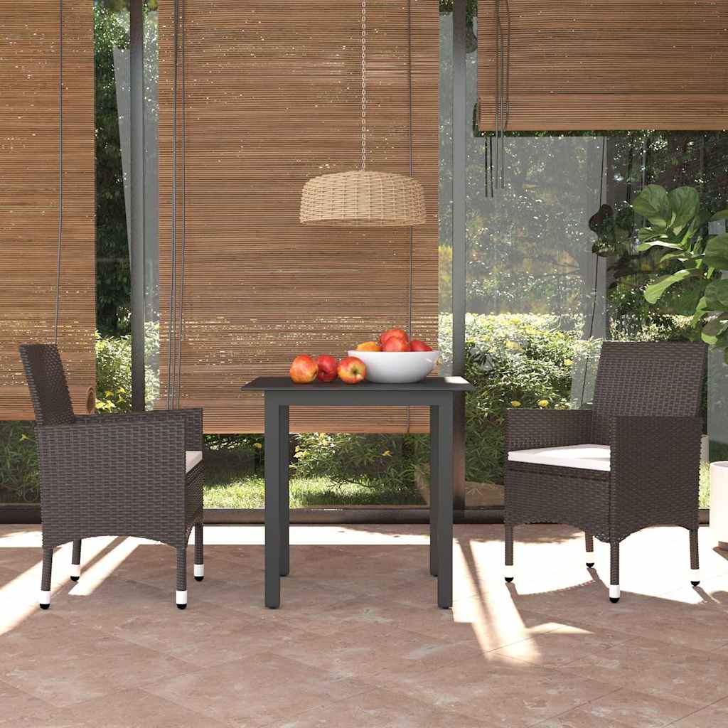 vidaXL 5-delige Tuinset met kussens poly rattan zwart