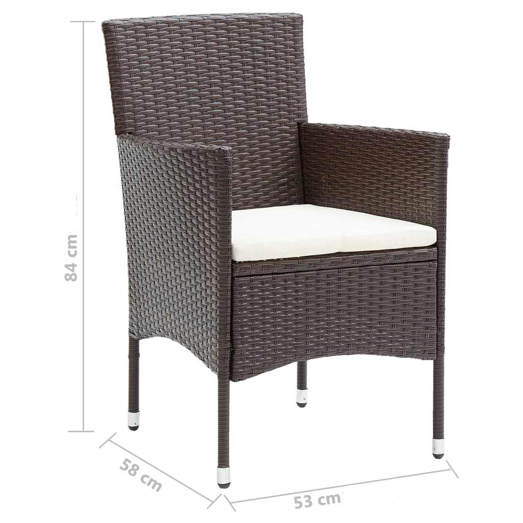 vidaXL 5-delige Tuinset met kussens poly rattan zwart