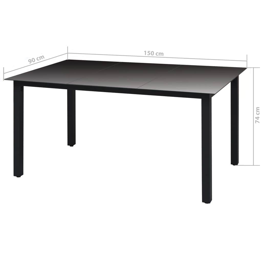 vidaXL 5-delige Tuinset met kussens poly rattan zwart