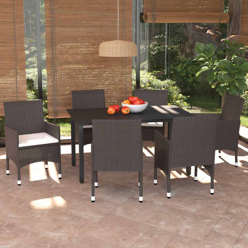 vidaXL 5-delige Tuinset met kussens poly rattan zwart