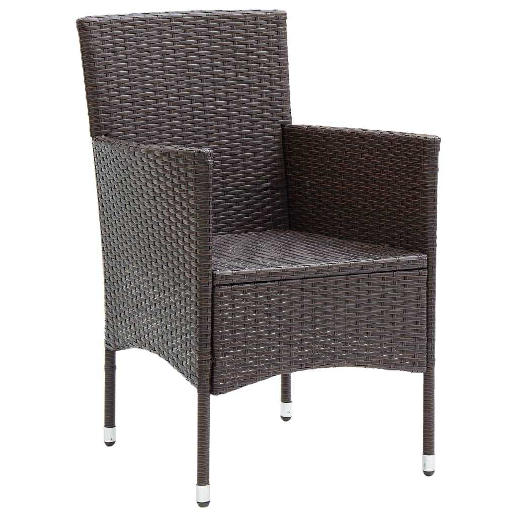 vidaXL 5-delige Tuinset met kussens poly rattan zwart