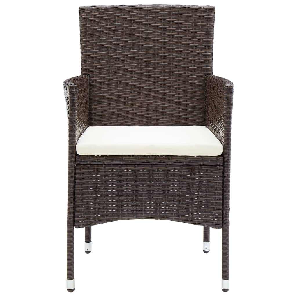 vidaXL 5-delige Tuinset met kussens poly rattan zwart