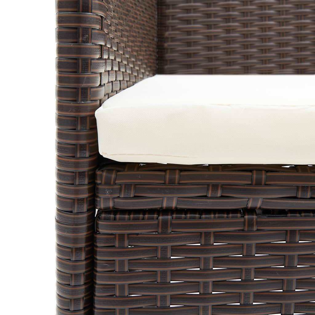 vidaXL 5-delige Tuinset met kussens poly rattan zwart