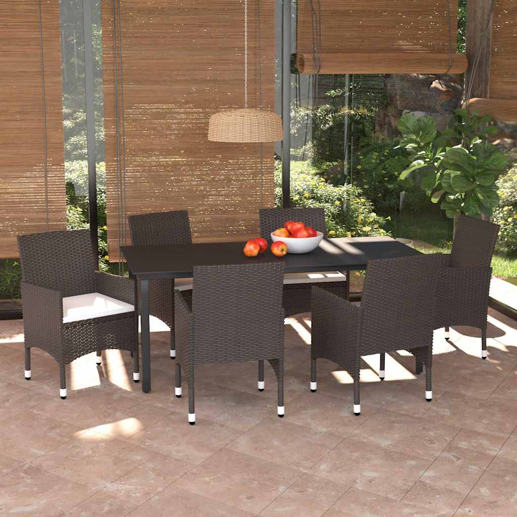 vidaXL 5-delige Tuinset met kussens poly rattan zwart