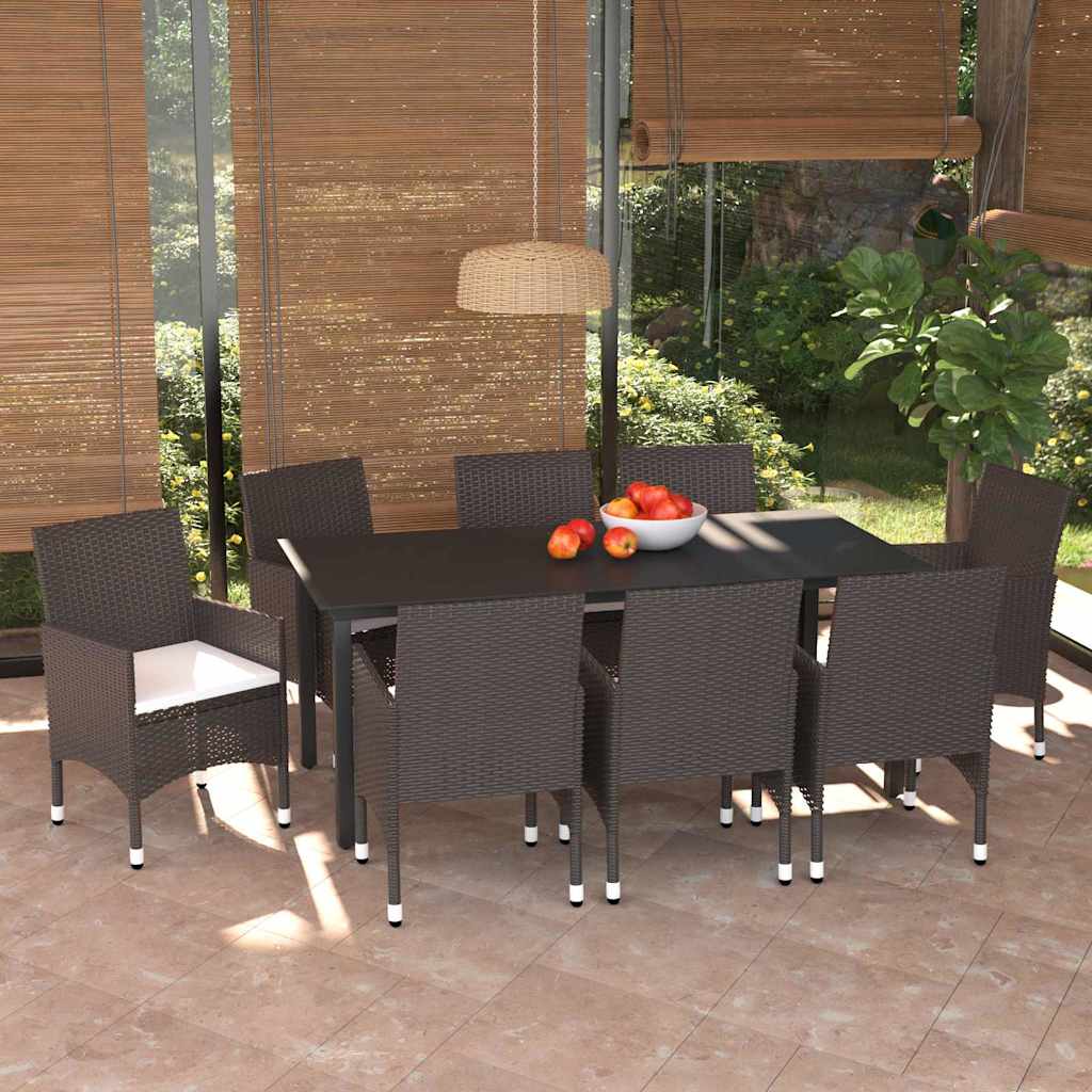 vidaXL 5-delige Tuinset met kussens poly rattan zwart