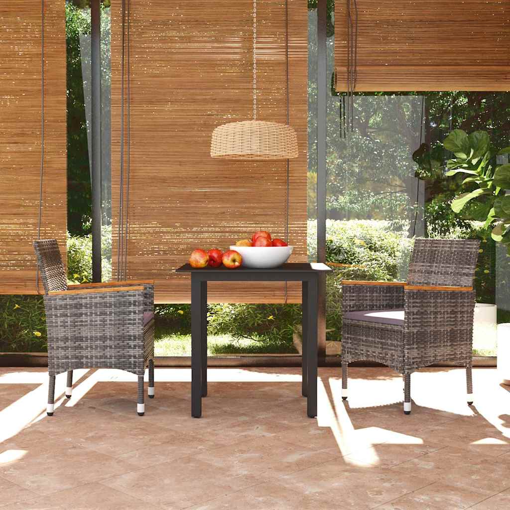 vidaXL 5-delige Tuinset met kussens poly rattan zwart