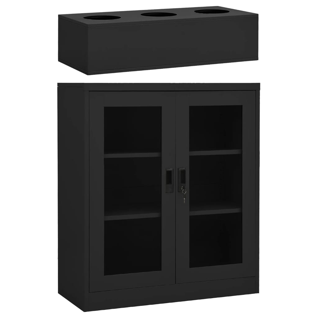 vidaXL Kantoorkast met plantenbak 90x40x113 cm staal antracietkleurig