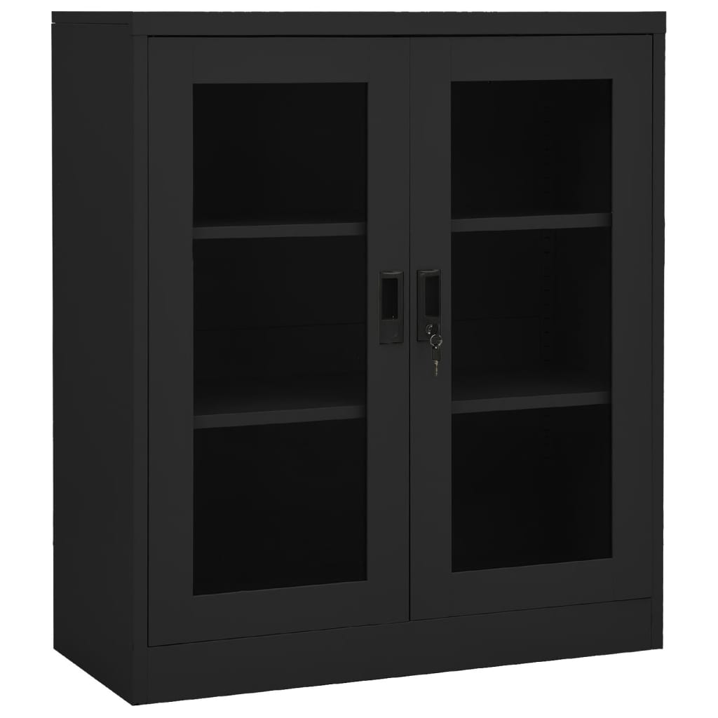 vidaXL Kantoorkast met plantenbak 90x40x113 cm staal antracietkleurig