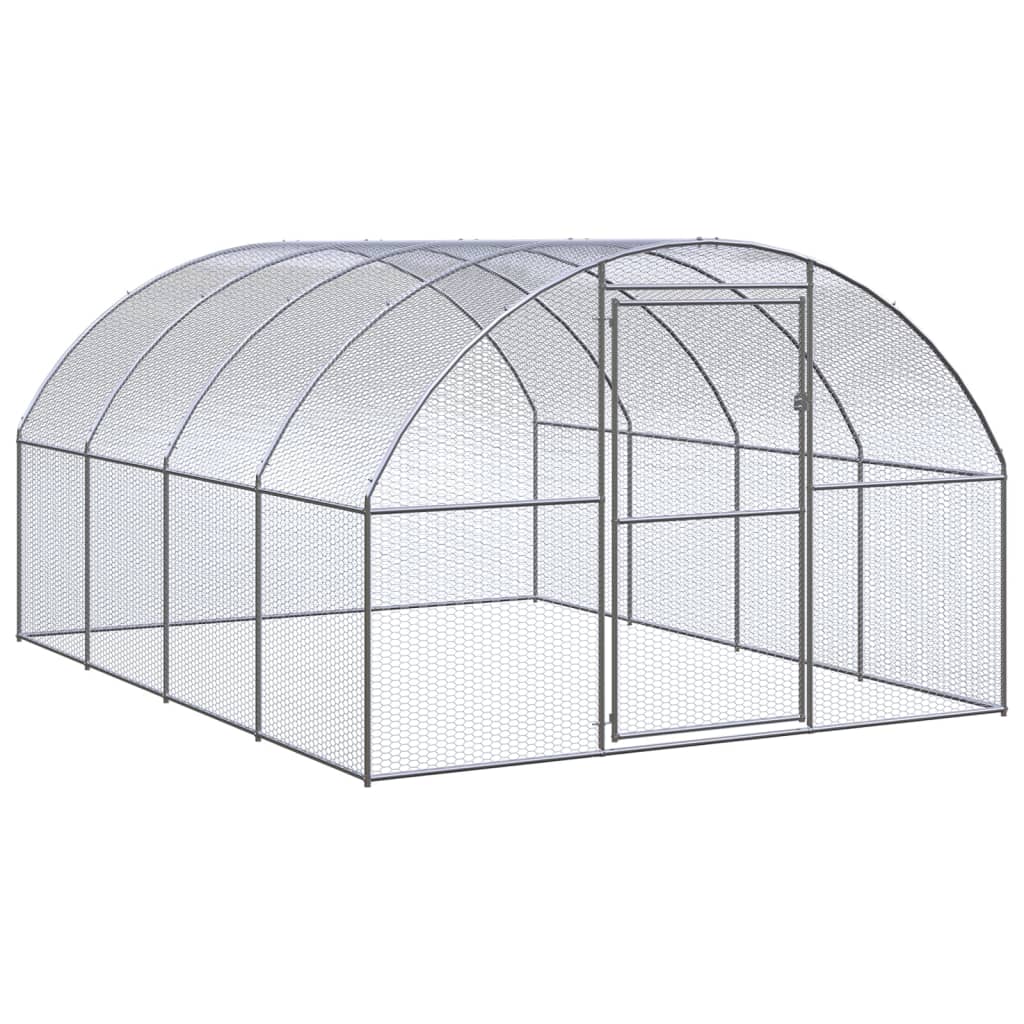 vidaXL Kippenren 3x8x2 m gegalvaniseerd staal - Aashly