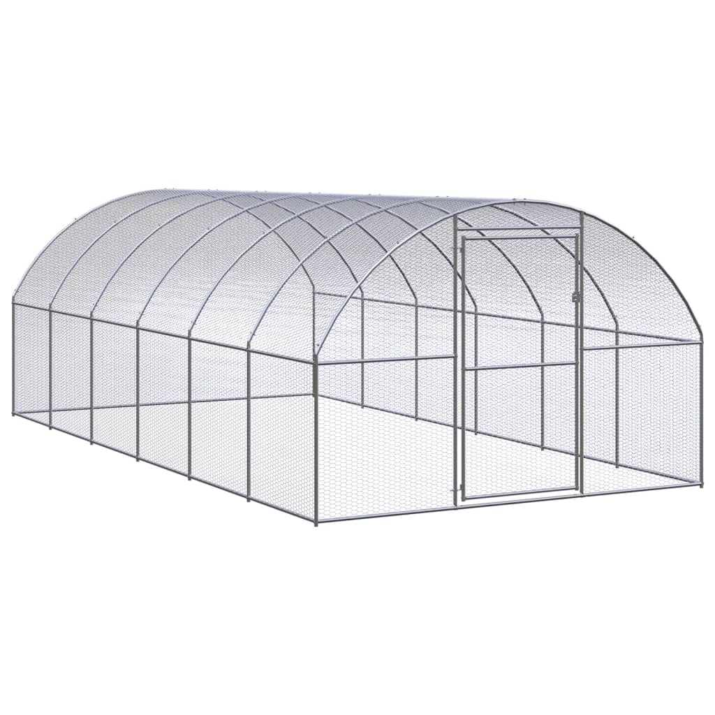 vidaXL Kippenren 3x8x2 m gegalvaniseerd staal - Aashly