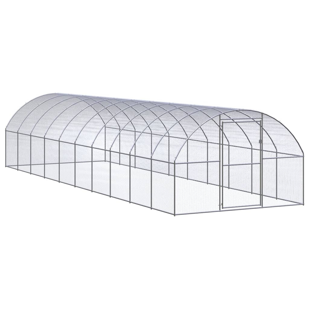 vidaXL Kippenren 3x8x2 m gegalvaniseerd staal - Aashly