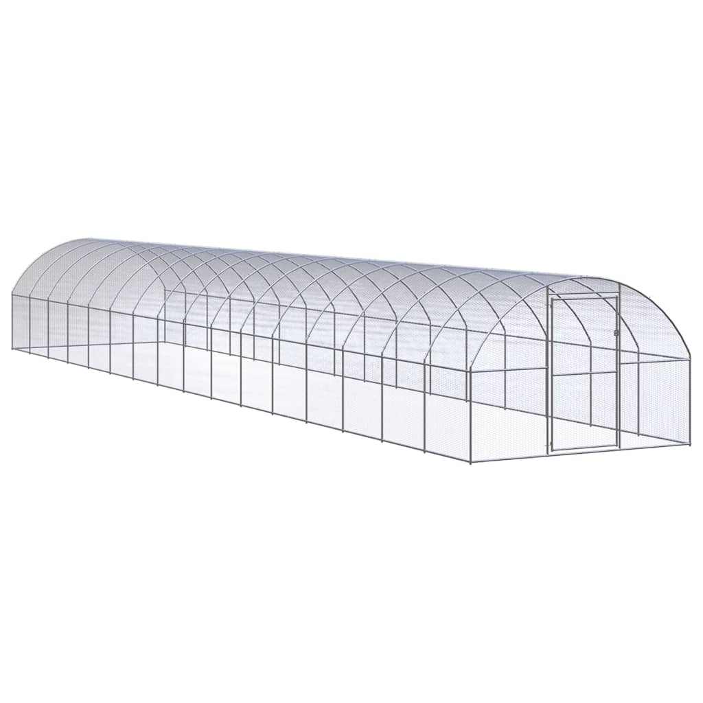 vidaXL Kippenren 3x8x2 m gegalvaniseerd staal - Aashly