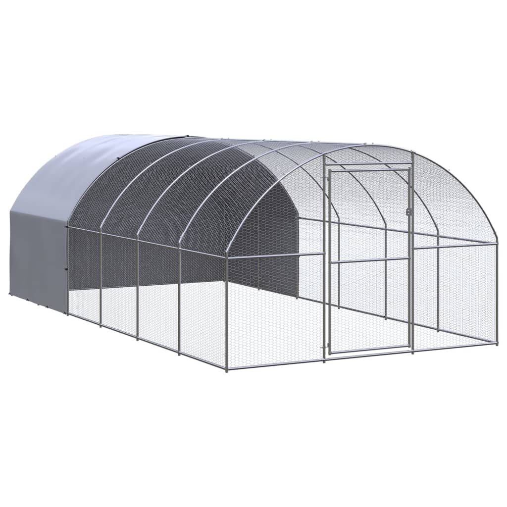vidaXL Kippenren 3x8x2 m gegalvaniseerd staal - Aashly
