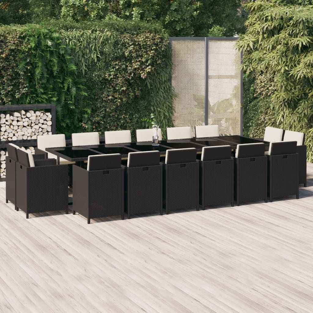 vidaXL 17-delige Tuinset met kussens poly rattan grijs