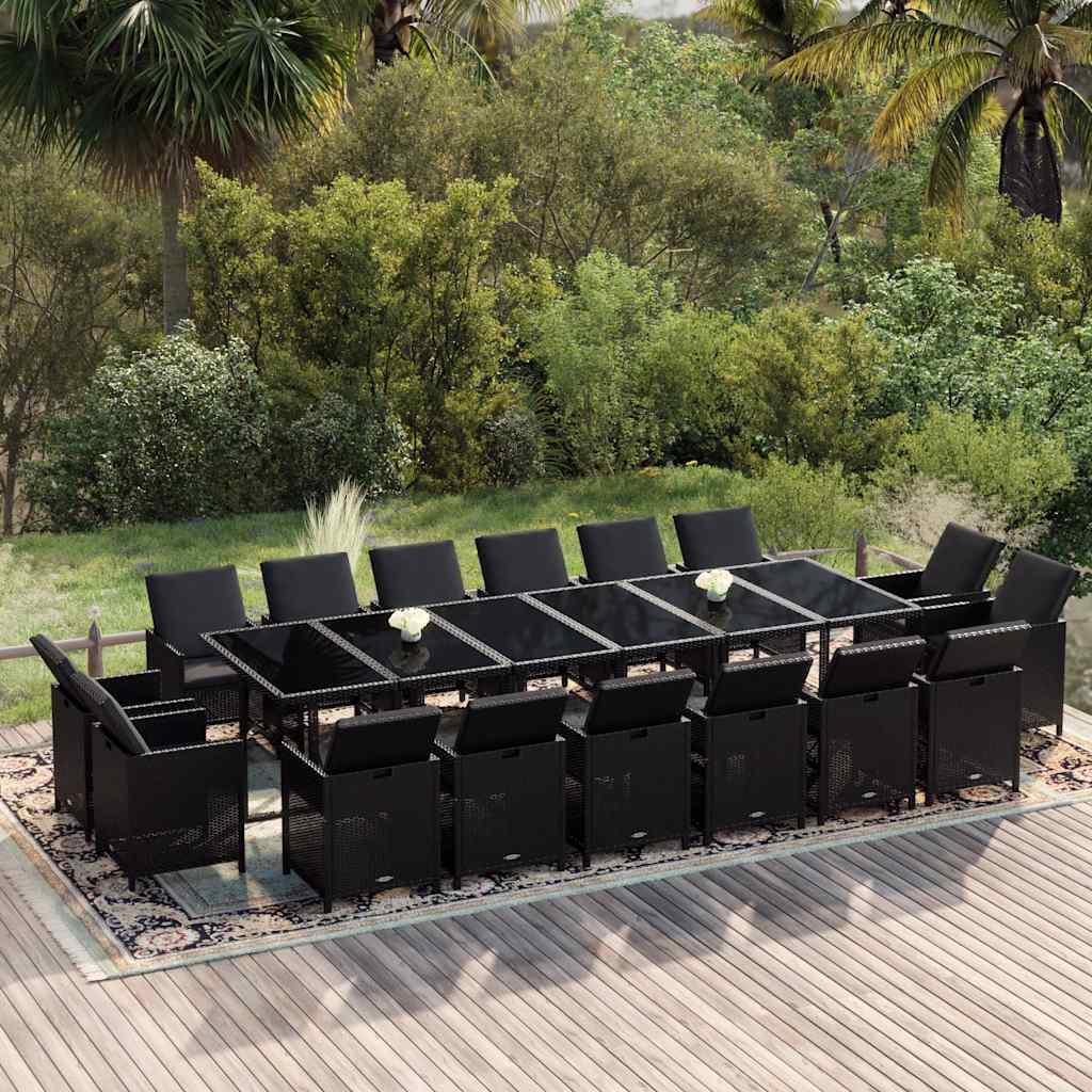 vidaXL 17-delige Tuinset met kussens poly rattan grijs