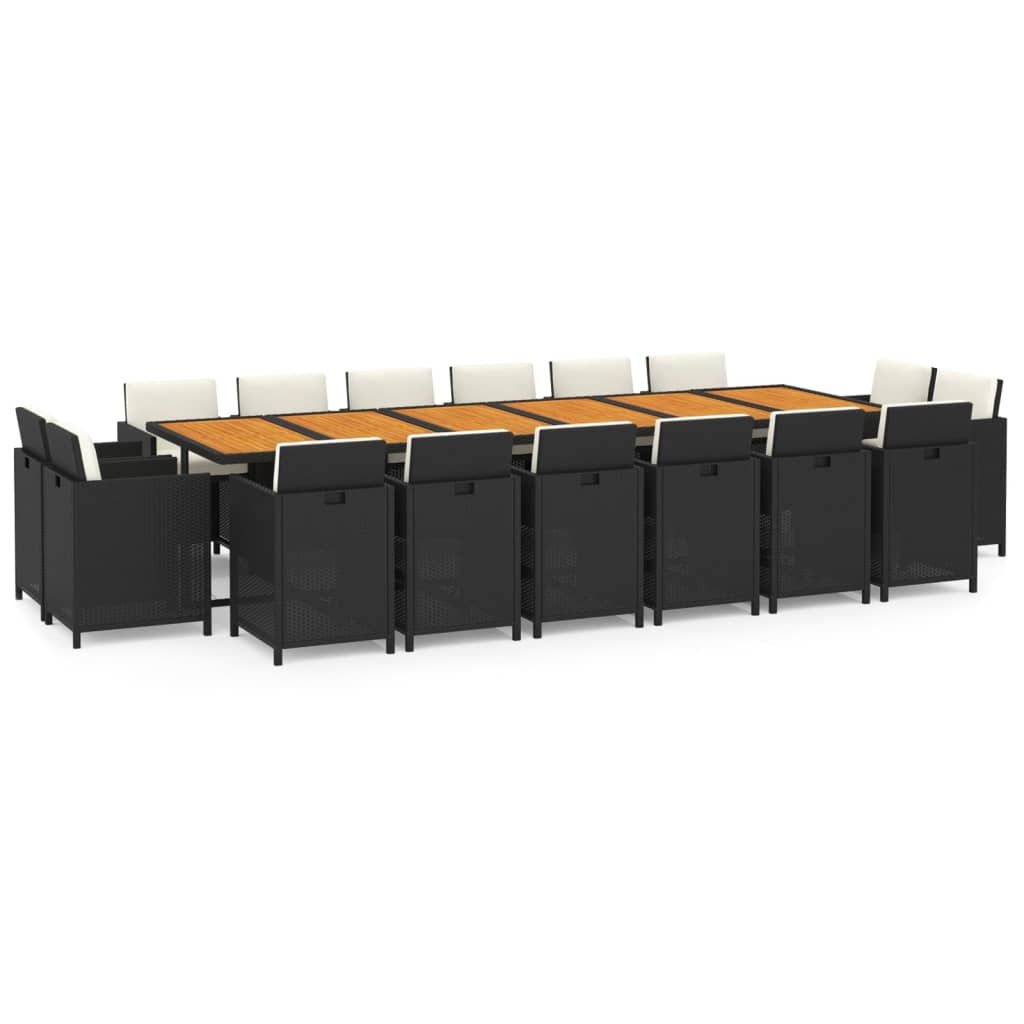 vidaXL 17-delige Tuinset met kussens poly rattan grijs