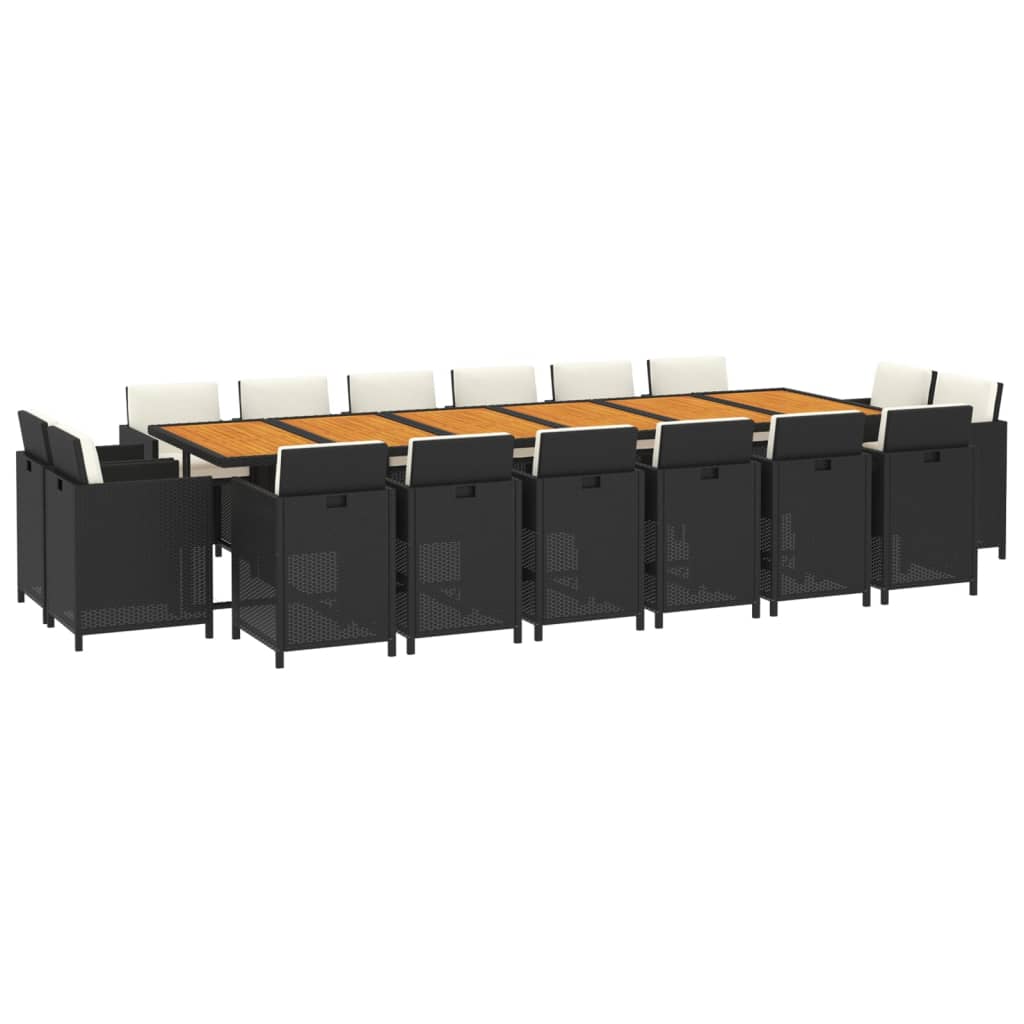 vidaXL 17-delige Tuinset met kussens poly rattan grijs