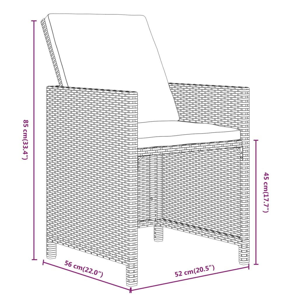 vidaXL 17-delige Tuinset met kussens poly rattan grijs
