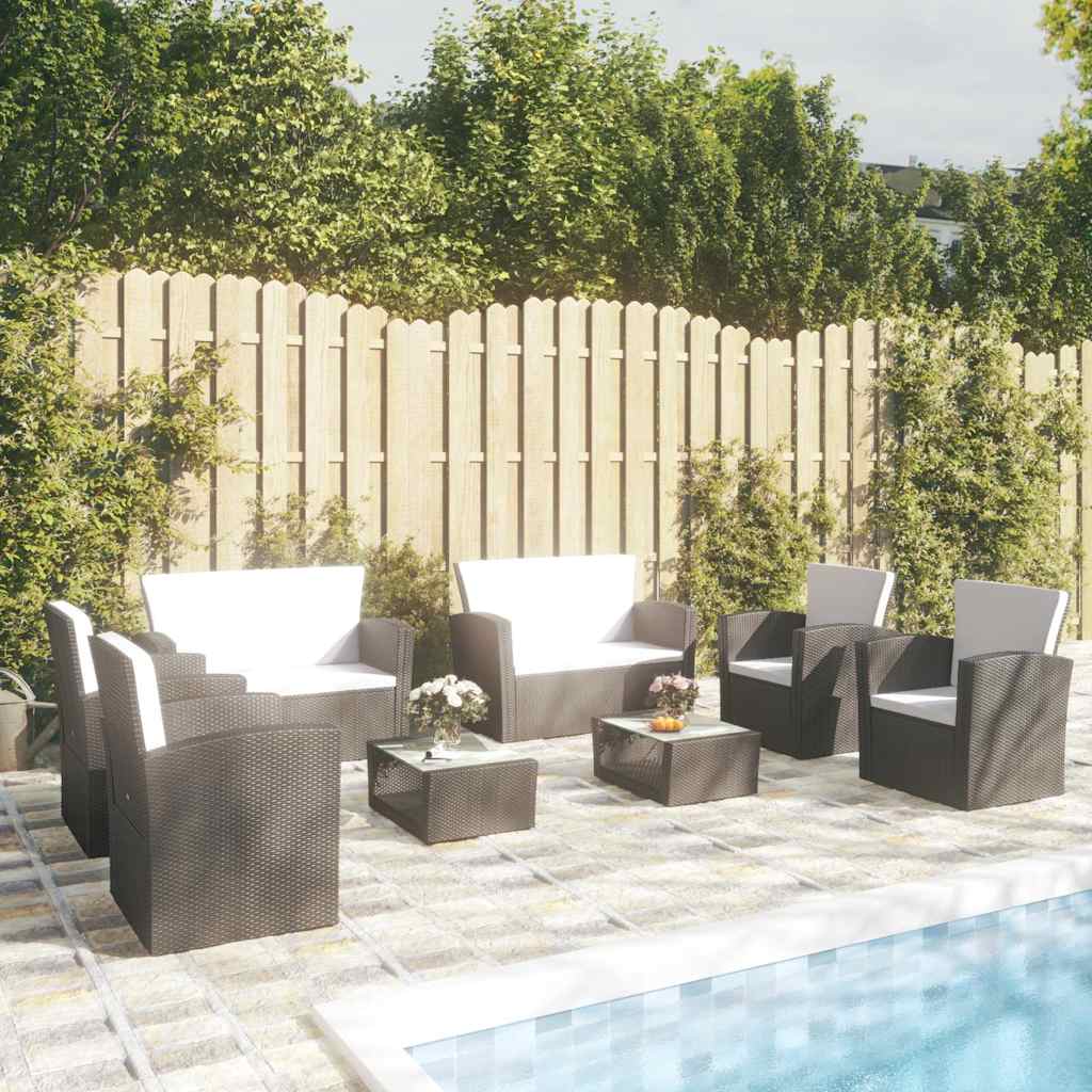 vidaXL 16-delige Loungeset met kussens poly rattan zwart