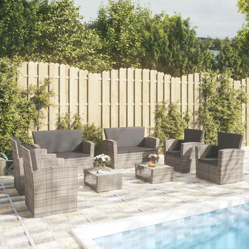 vidaXL 16-delige Loungeset met kussens poly rattan zwart