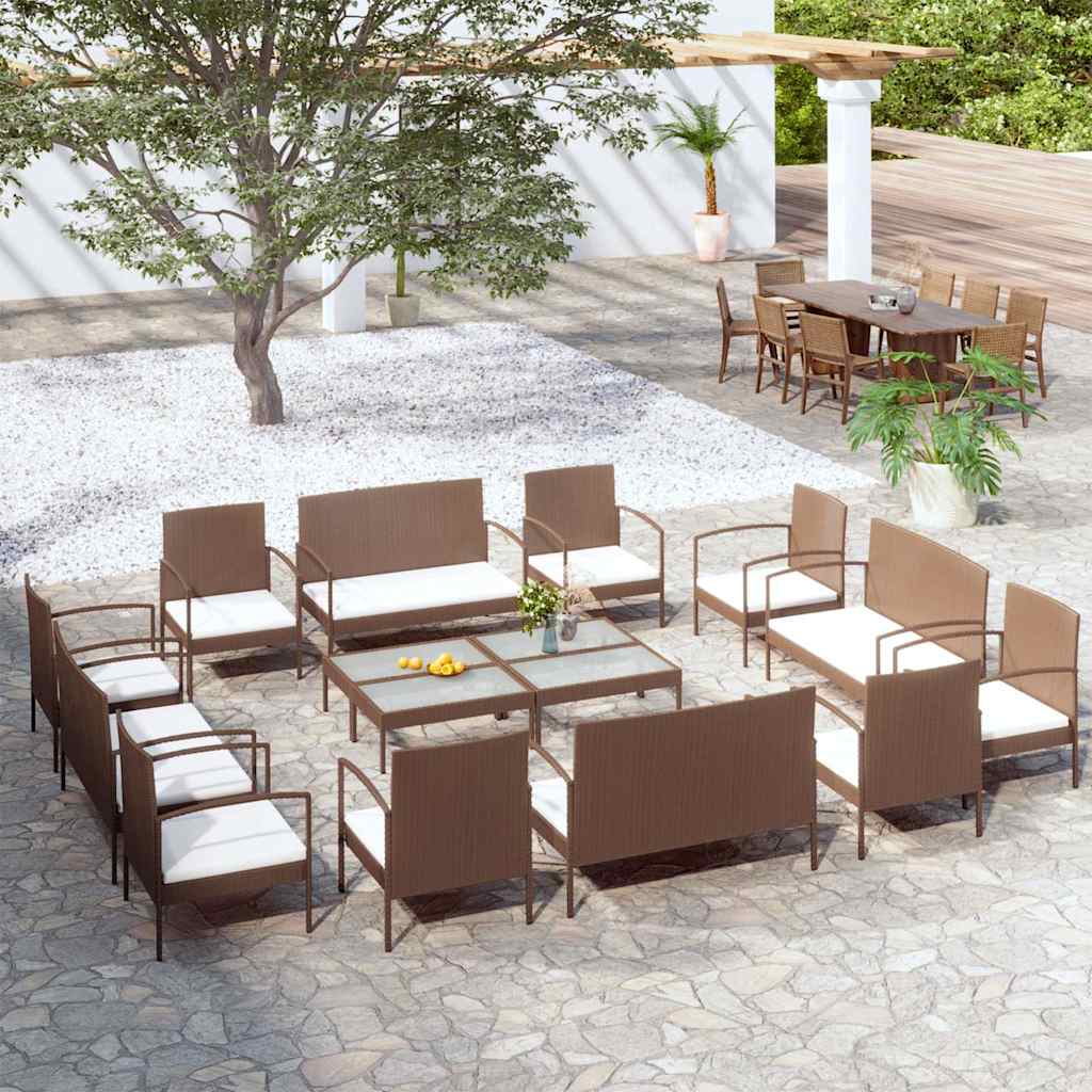vidaXL 8-delige Loungeset met kussens poly rattan zwart