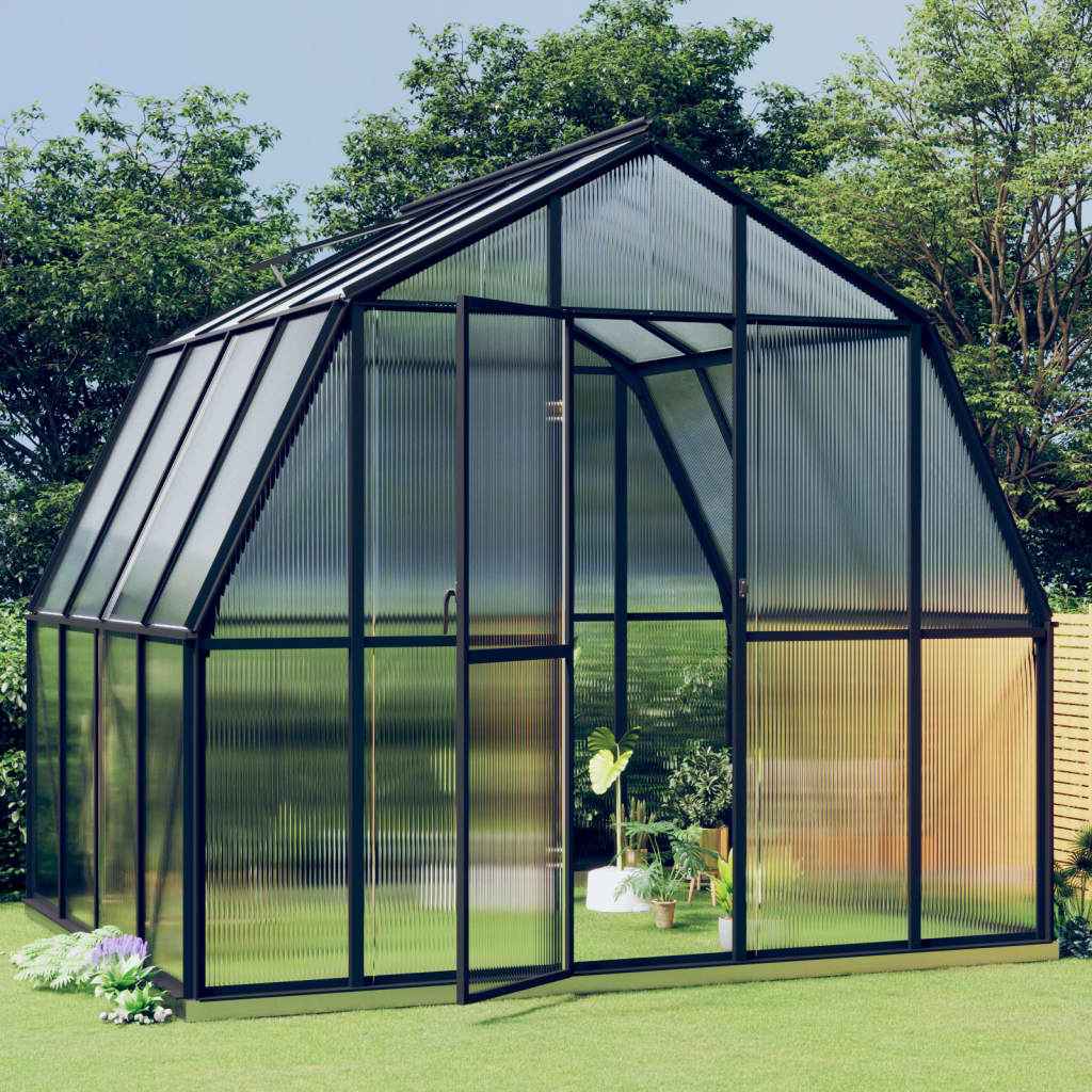vidaXL Broeikas met basisframe 3,3 m² aluminium antracietkleurig