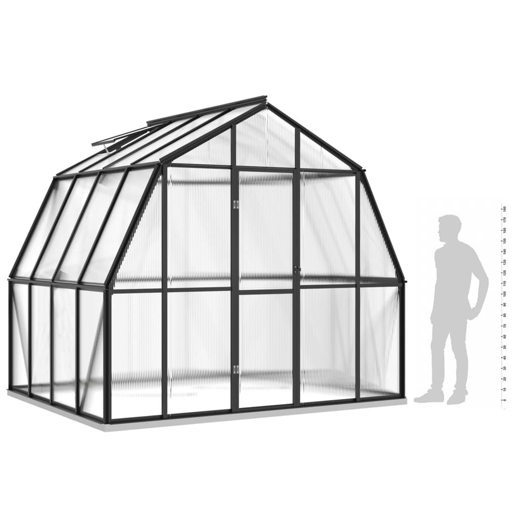vidaXL Broeikas met basisframe 3,3 m² aluminium antracietkleurig