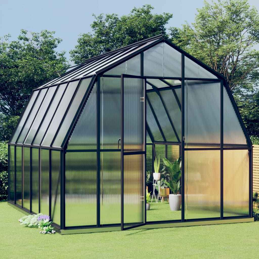 vidaXL Broeikas met basisframe 3,3 m² aluminium antracietkleurig