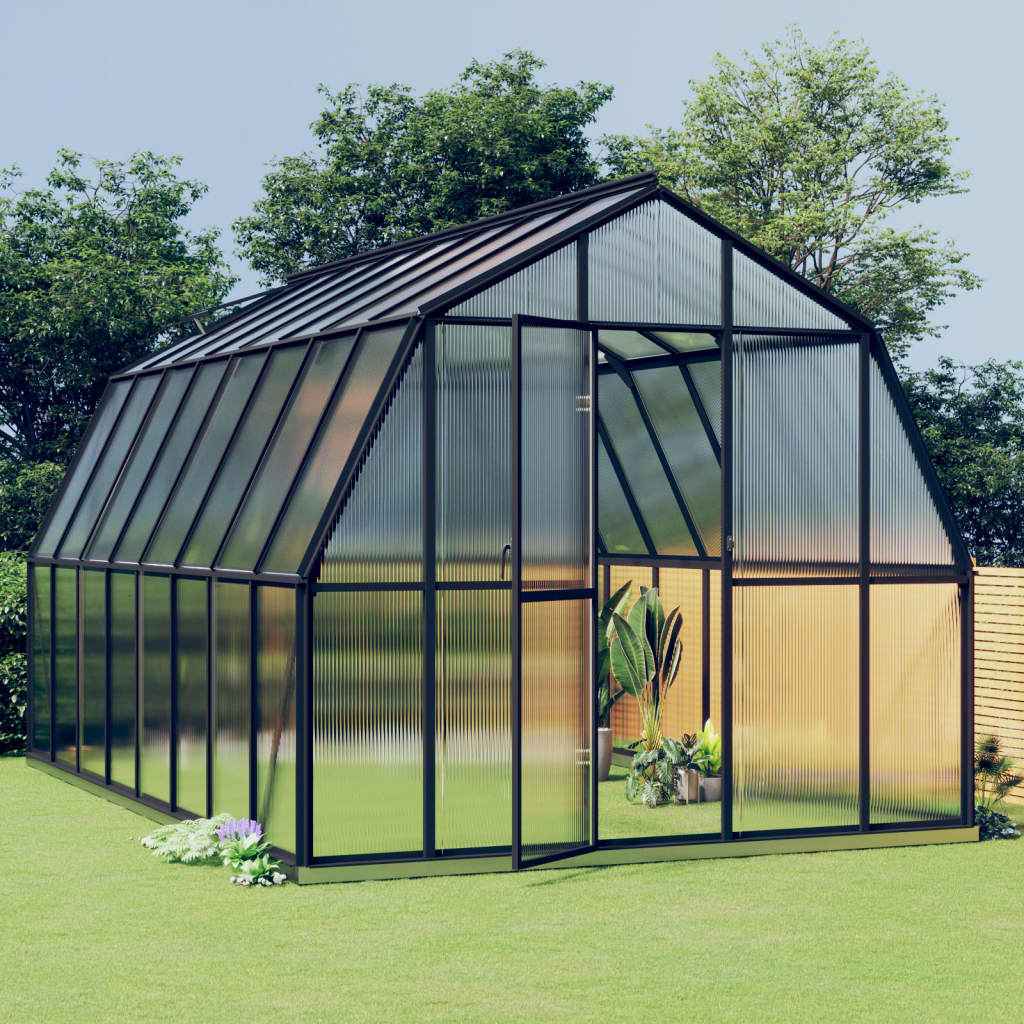 vidaXL Broeikas met basisframe 3,3 m² aluminium antracietkleurig