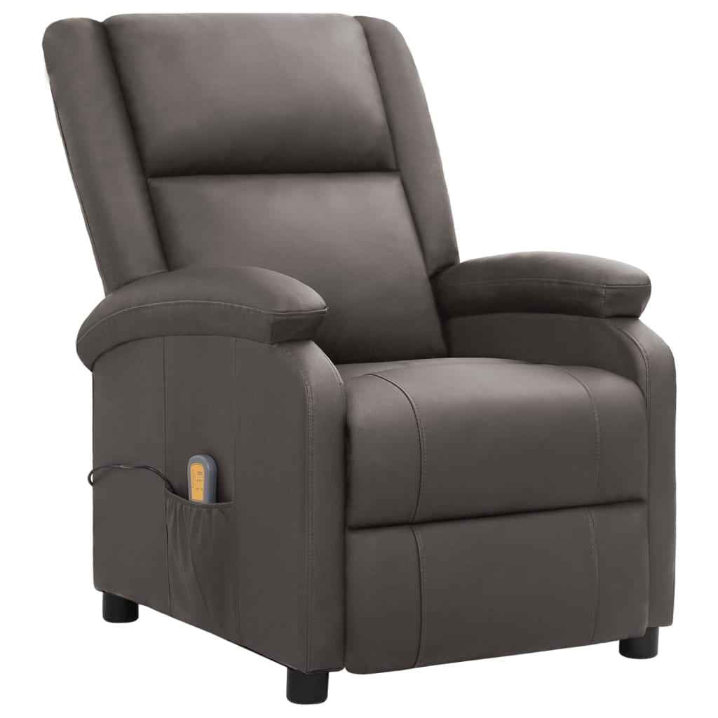vidaXL Massagestoel elektrisch echt leer grijs