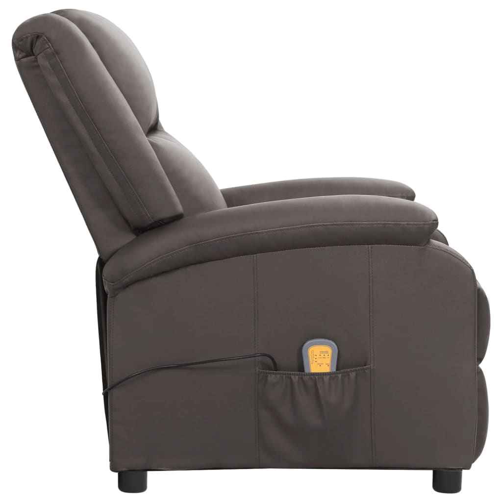 vidaXL Massagestoel elektrisch echt leer grijs