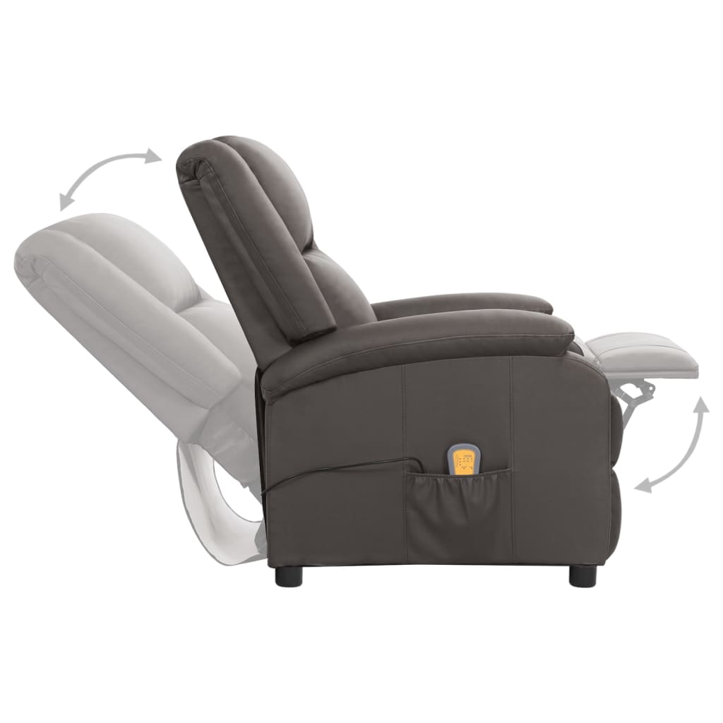 vidaXL Massagestoel elektrisch echt leer grijs
