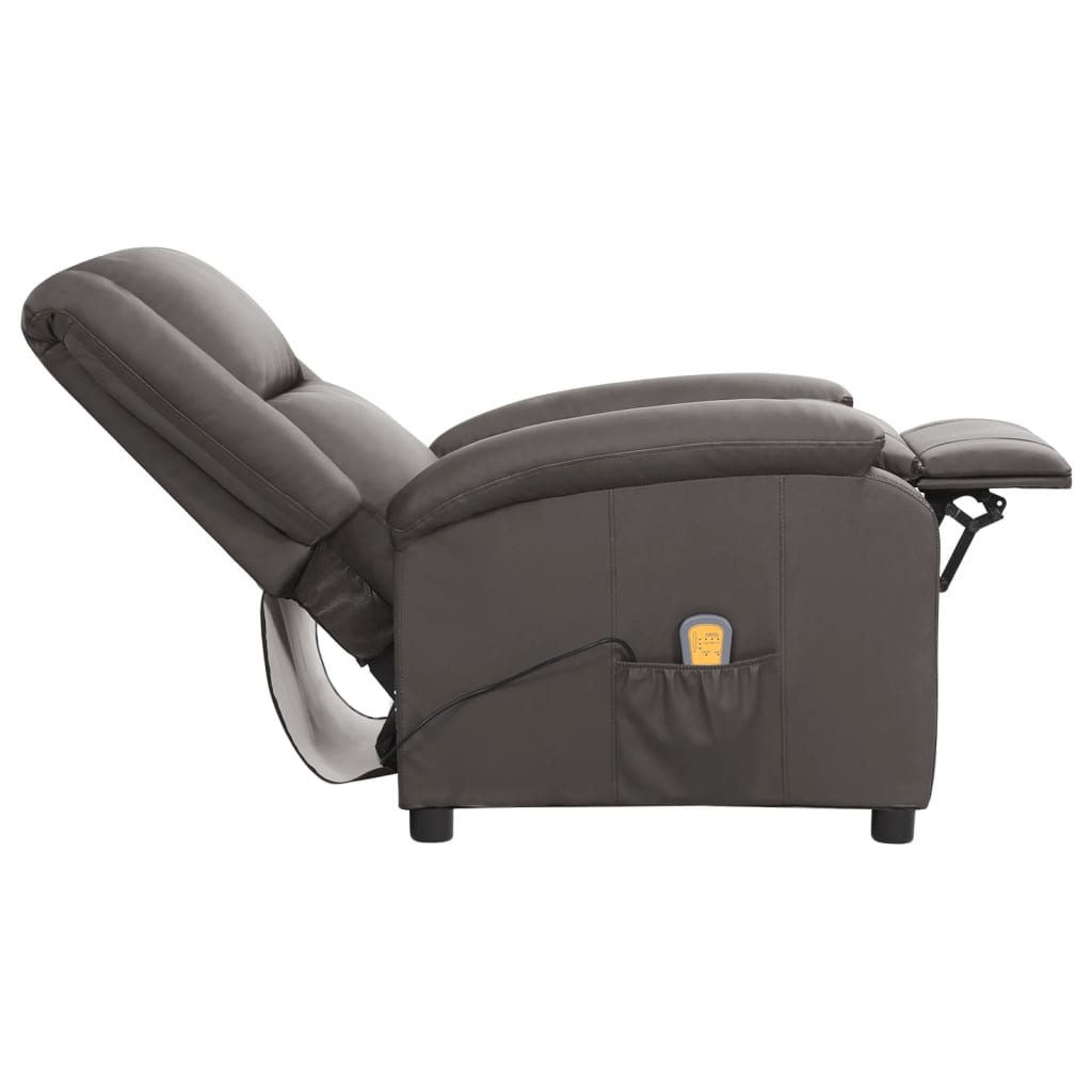 vidaXL Massagestoel elektrisch echt leer grijs